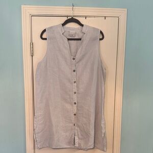 Sleeveless Button-Down Dress in Light Gray/blue PA‎